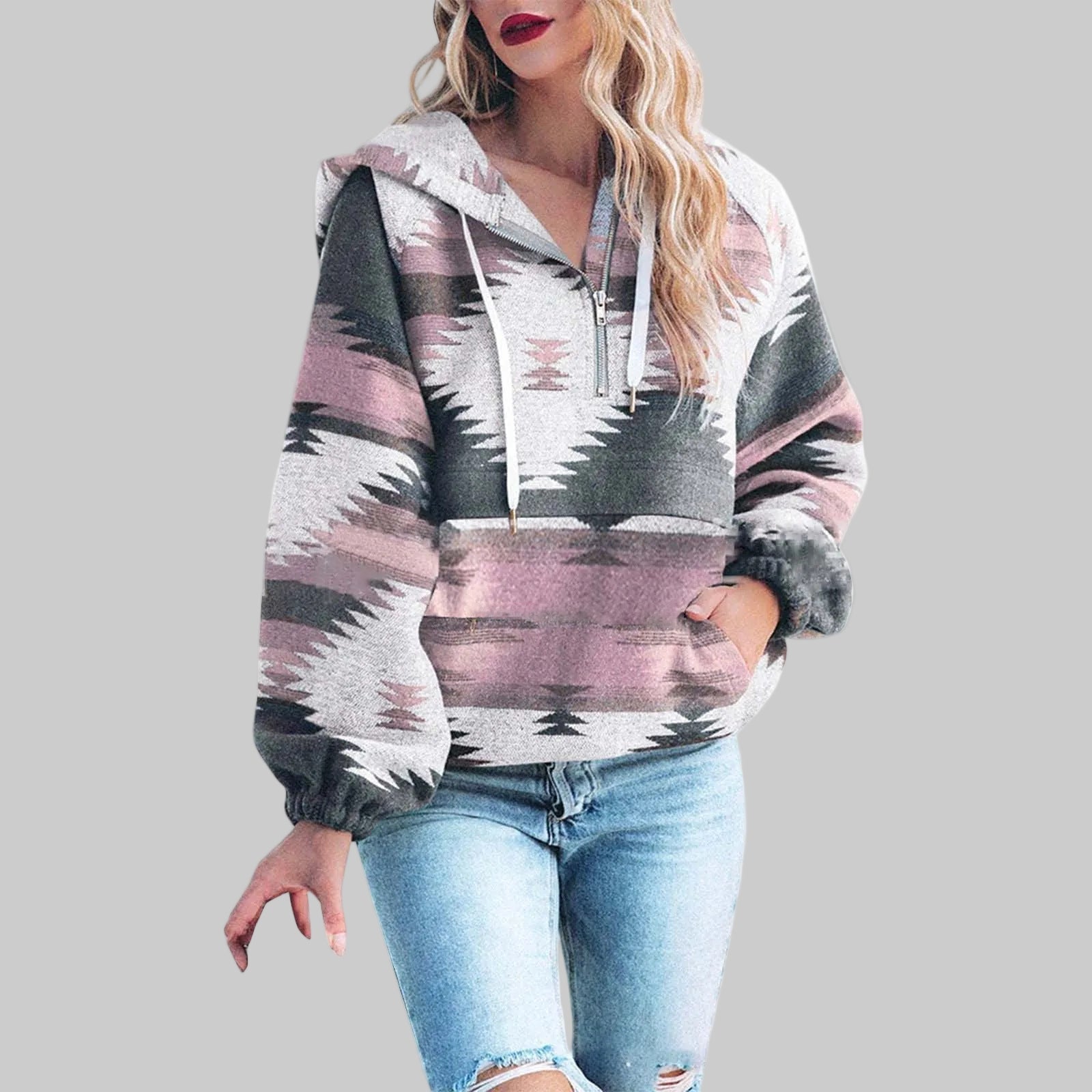 Senach – Comfy Oversized Zip-Up Hoodie Sweatshirt